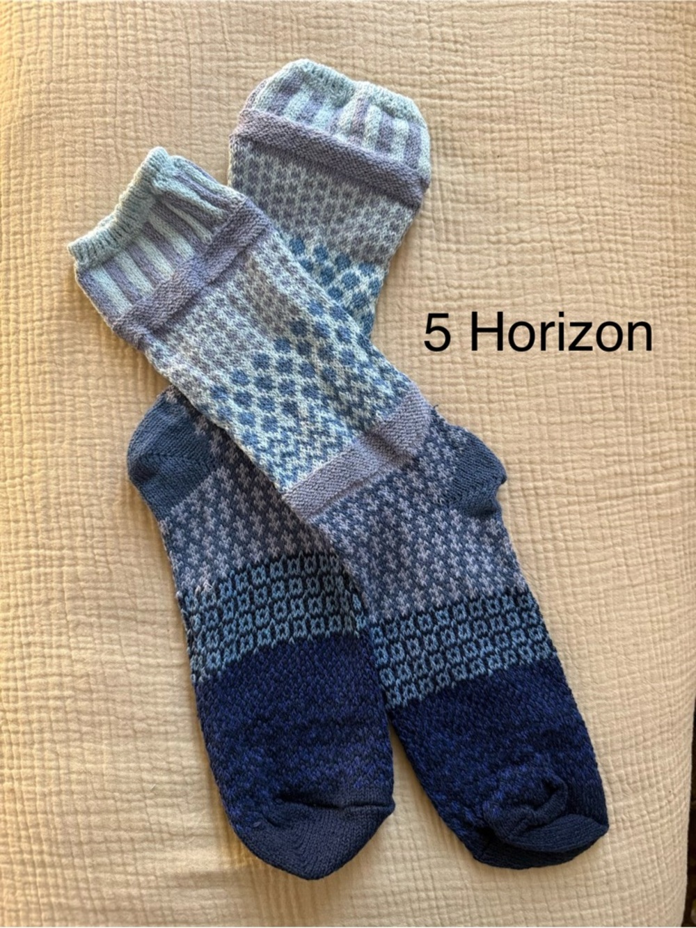 Solmate Socks Women's Patterned Crew Socks - Navy, Light Blue & Gray